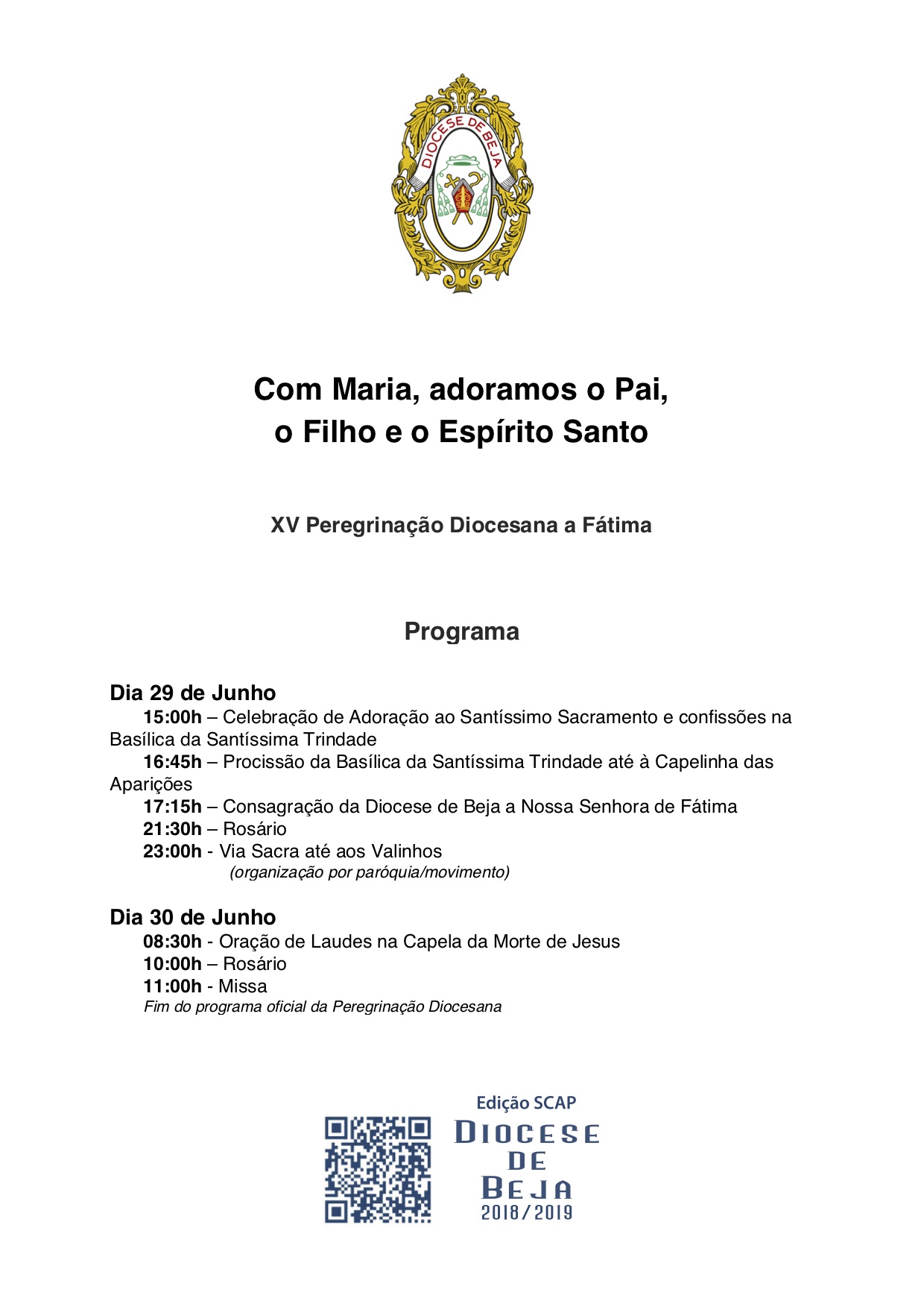 Programa da Peregrinação Diocesana a Fátima